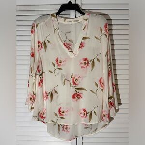 Blu Pepper Sheer Floral Blouse Size L
